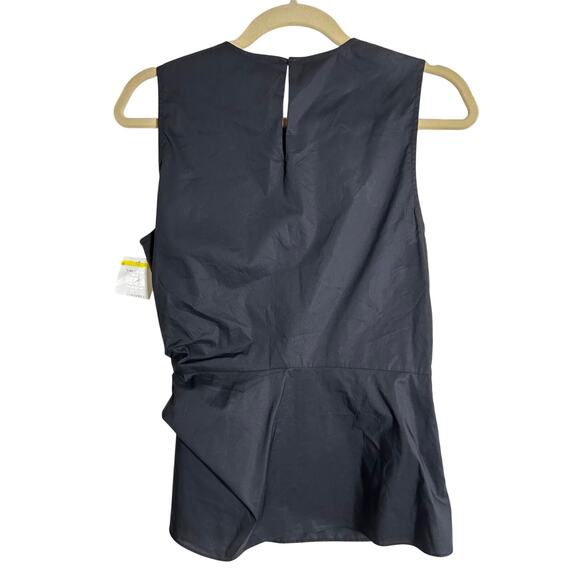 VERONICA BEARD Bisa Top New $248 Twisted Waist Stretch Black Cotton Size 4 - Picture 4 of 9